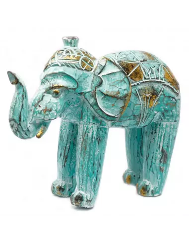 Elefante Tallado en Madera Oro Blanco y Oro Turquesa | Abonica