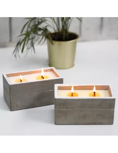 2x Velas de Hormigón con Mecha de Madera | Varios Aromas