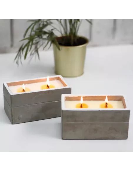 2x Velas de Hormigón con Mecha de Madera | Varios Aromas