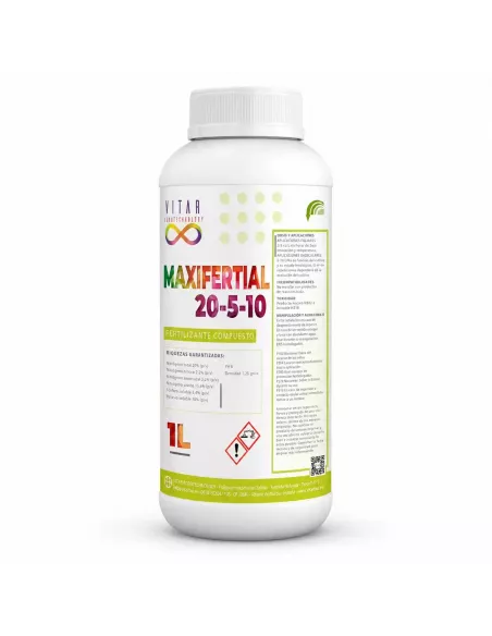 Maxifertial – Fertilizante líquido NPK 20–5–10 equilibrado para alto rendimiento