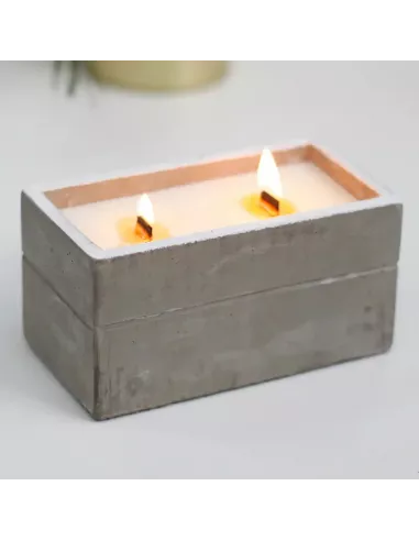 2x Velas de Hormigón con Mecha de Madera | Varios Aromas