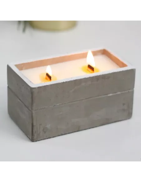 2x Velas de Hormigón con Mecha de Madera | Varios Aromas