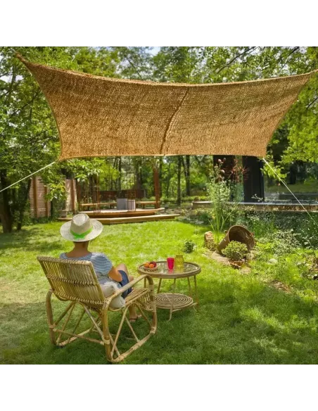 Vela de Sombra Rectangular de Coco Naturel 4x3 m | Abonica