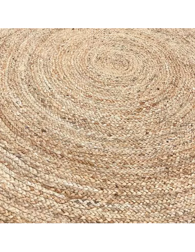 Detalle alfombra redonda grande yute