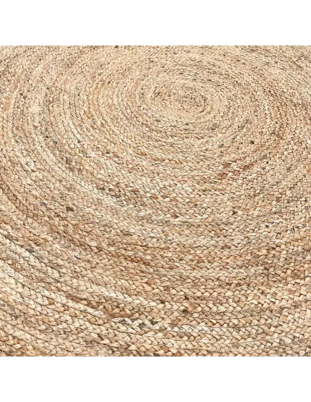 Detalle alfombra redonda grande yute