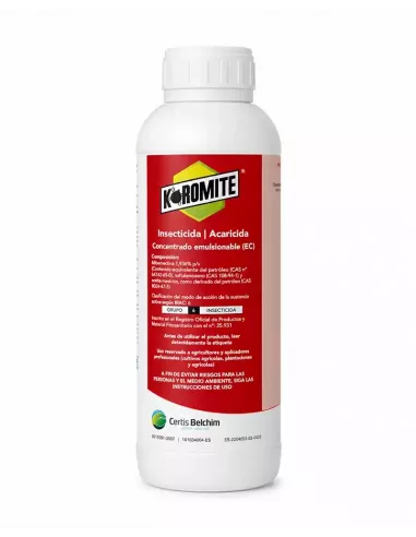 comprar acaricida koromite en 1L con milbemectina para ácaros minador mosca blanca trips y scirtothrips en tienda abonica