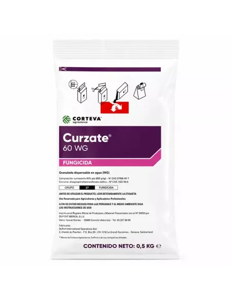 Comprar fungicida curzate con cimoxanilo contra mildiu en hortícolas y patata de corteva en 0,5Kg en tienda abonica