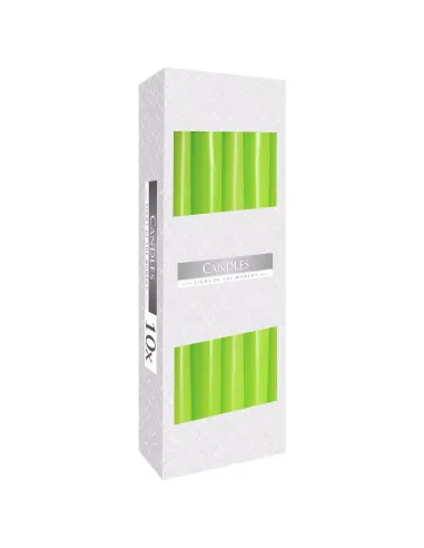 caja 10 velas cónicas color verde lima