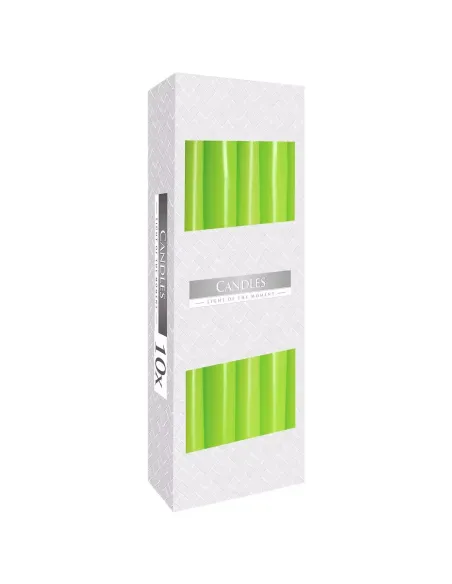 caja 10 velas cónicas color verde lima