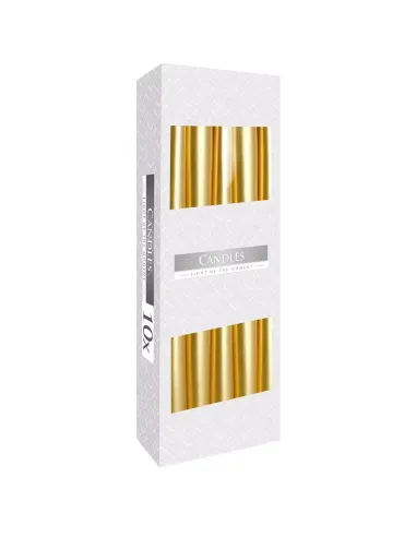 caja 10 velas cónicas color dorado