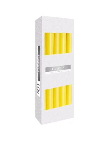 caja 10 velas cónicas color amarillo
