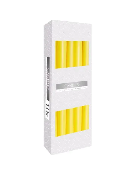 caja 10 velas cónicas color amarillo