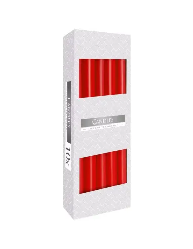 caja 10 velas cónicas color rojo