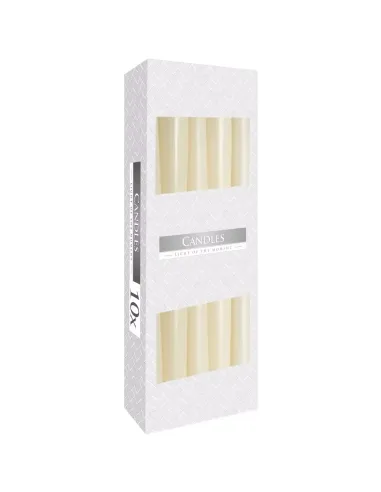 caja 10 velas cónicas color marfil