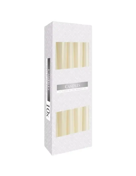caja 10 velas cónicas color marfil
