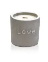vela de hormigon con mecha madera y letras love