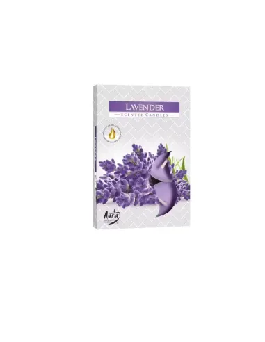 caja 6 velas de té perfumadas lavanda