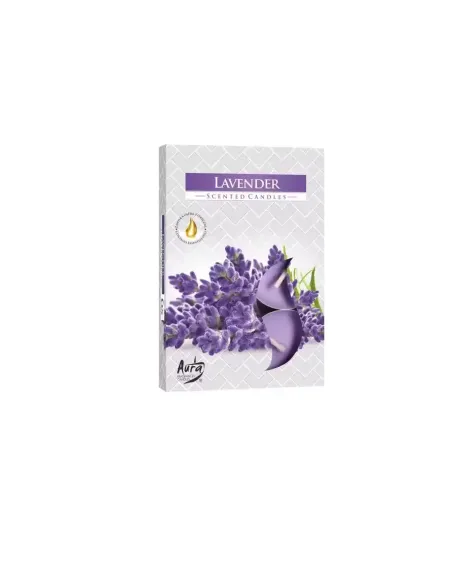 caja 6 velas de té perfumadas lavanda