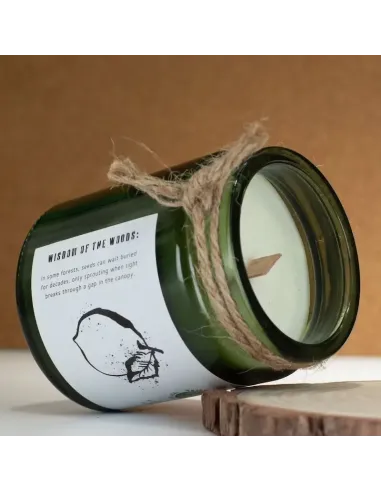 comprar vela de cera de soja greenman con mecha de madera en Abonica