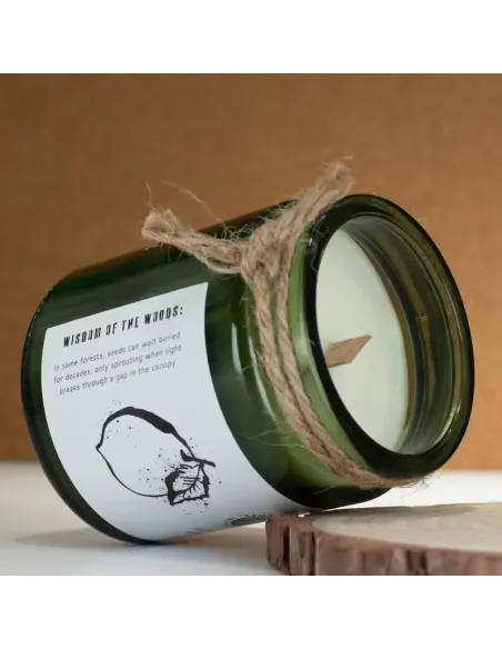 comprar vela de cera de soja greenman con mecha de madera en Abonica