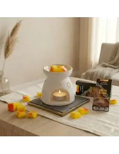 comprar tableta de onzas de cera derretibles de color rosa aroma rosa con piedras de cuarzo rosa en Abonica 2