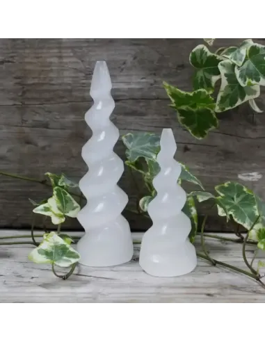 comprar conjunto 2 torres de selenita con forma de cuerno de unicornio en Abonica
