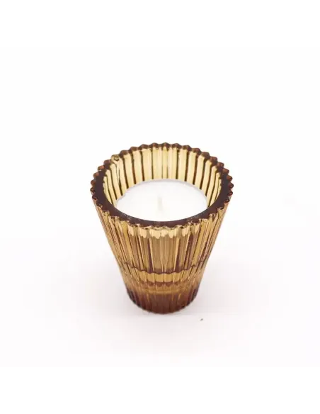 comprar portavelas cristal amarillo reversible forma de cono con la parte ancha hacia arriba de Abonica
