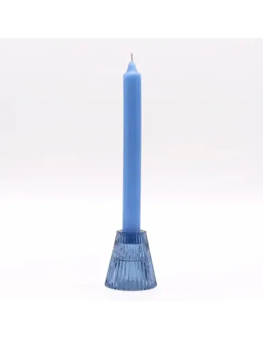 comprar portavelas de cristal azul con forma de cono en Abonica