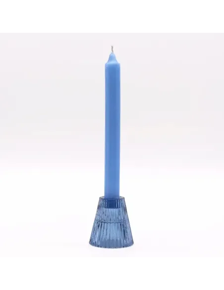 comprar portavelas de cristal azul con forma de cono en Abonica