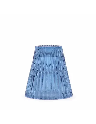 comprar portavelas de cristal azul con forma de cono en Abonica