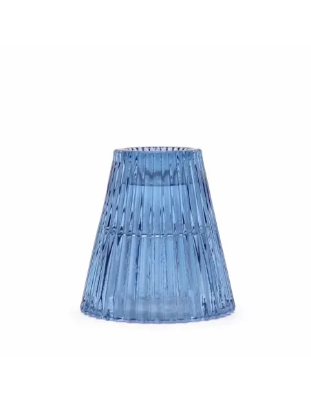comprar portavelas de cristal azul con forma de cono en Abonica