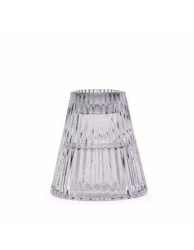 comprar portavelas de cristal gris con forma de cono en Abonica