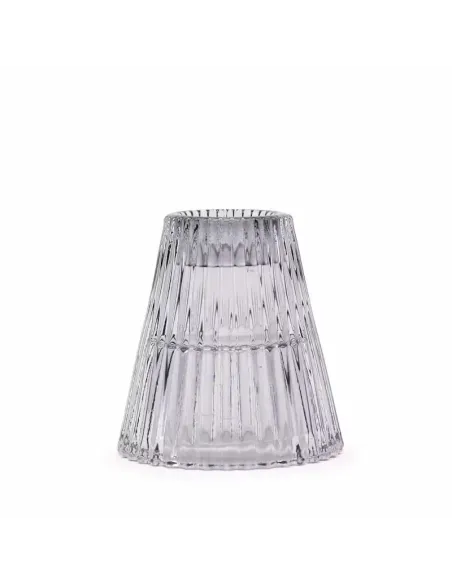 comprar portavelas de cristal gris con forma de cono en Abonica
