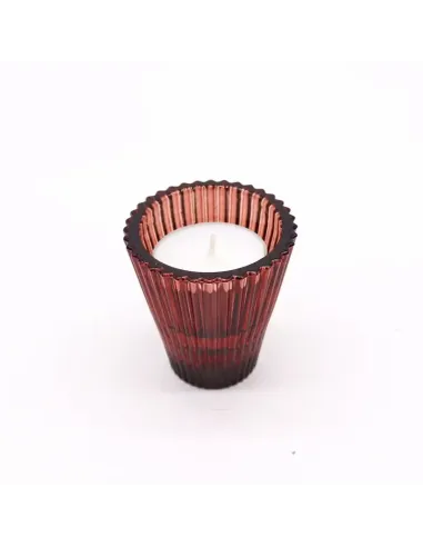 comprar portavelas cristal rojo con forma de cono y vela de té en Abonica