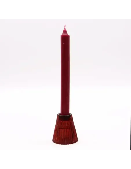 comprar portavelas de cristal rojo con forma de cono en Abonica