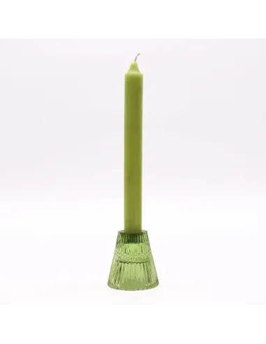 comprar portavelas de cristal verde con forma de cono en Abonica