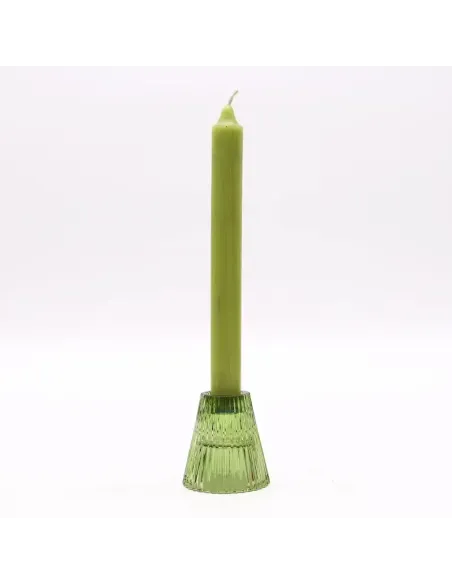 comprar portavelas de cristal verde con forma de cono en Abonica