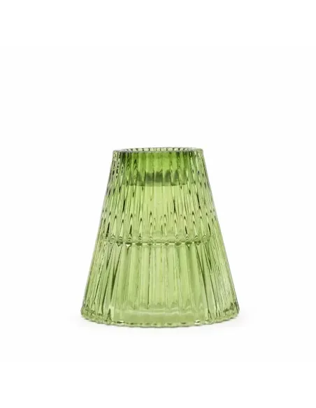 compar portavelas de cristal verde con forma de cono en Abonica