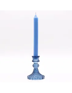 comprar portavelas de cristal azul vintage con vela en Abonica