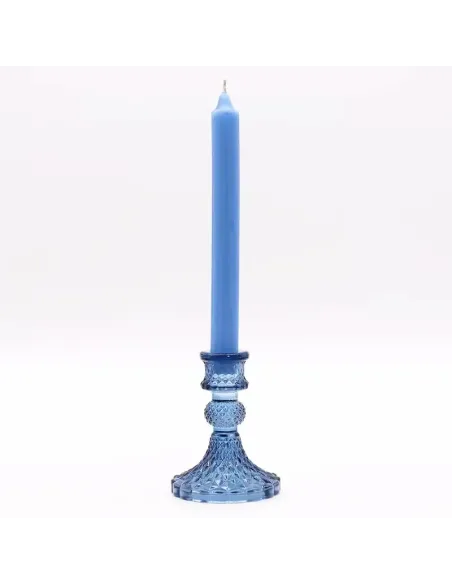 comprar portavelas de cristal azul vintage con vela en Abonica