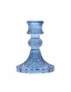 comprar portavelas de cristal azul vintage con vela en Abonica 2