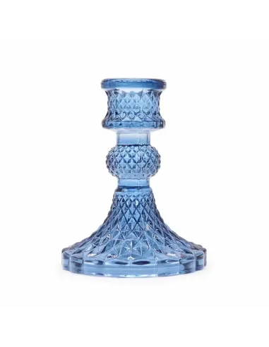 comprar portavelas de cristal azul vintage en Abonica