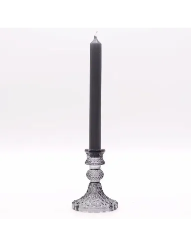 comprar portavelas de cristal gris vintage con vela en Abonica