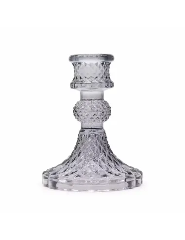 comprar portavelas de cristal gris vintage en Abonica