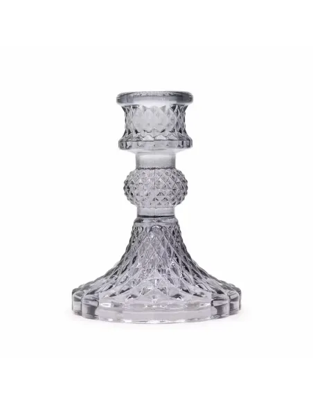comprar portavelas de cristal gris vintage en Abonica