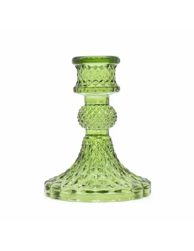 comprar portavelas de cristal verde vintage en Abonica