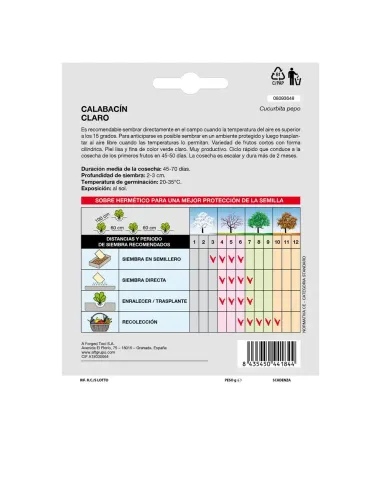 Comprar semillas de calabacín claro en tienda online abonica