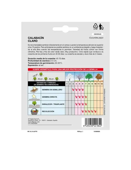 Comprar semillas de calabacín claro en tienda online abonica