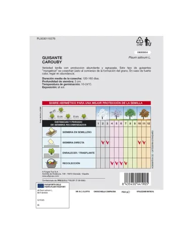 Comprar semillas de guisante tirabeque en tienda abonica