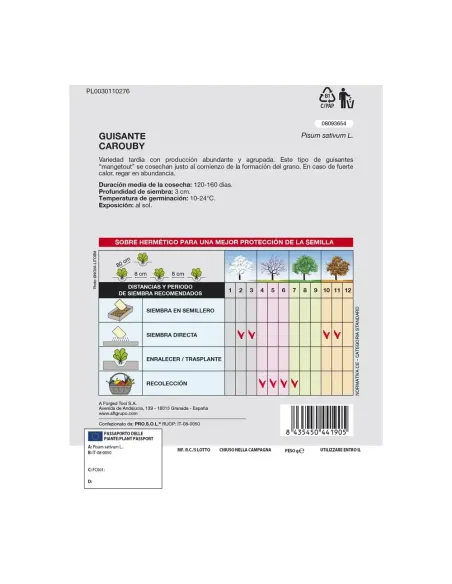 Comprar semillas de guisante tirabeque en tienda abonica